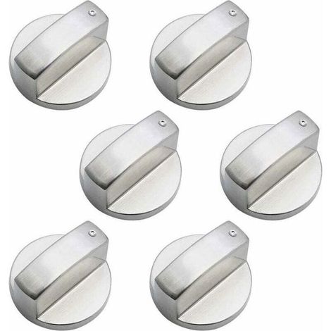 6 boutons commande cuisinière à gaz, alliage de zinc brossé, 9 x 3 cm, compatibles fours et plaques de cuisson (1/4)