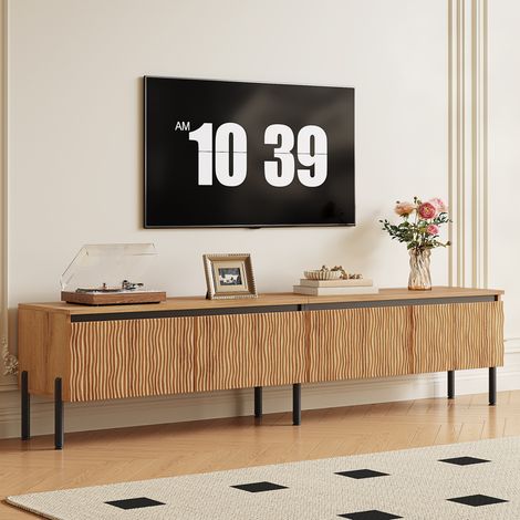 Mueble TV 240x38,5x35,5 cm blanco MDF - con iluminación LED y panel largo (1/5)