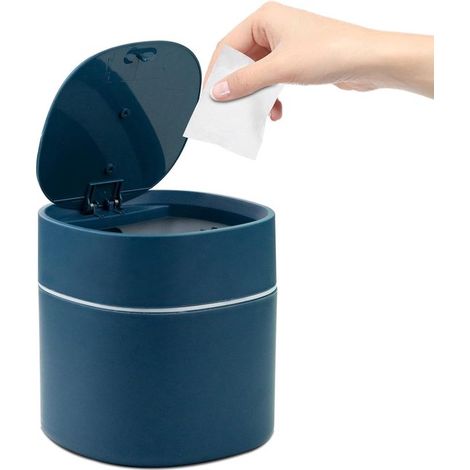 Mini papelera con tapa, 2 litros, ideal para la oficina, aparadores, mesitas de noche, etc. (1/5)