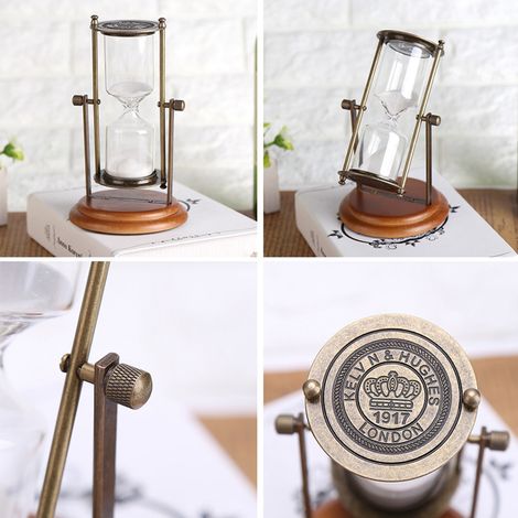 Rotierende 15-Minuten-Sanduhr aus Metall, Tischuhr aus Glas, Wohnaccessoire, Geschenkidee, eleganter Timer (1/5)