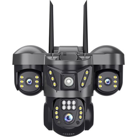 QD4-C 3-Linsen-WLAN-Überwachungskamera – 325°/90° PTZ, HD 6MP, Dreifach-Simulationsansicht, Farbnachtsicht, Zwei-Wege-Audio, Bewegungserkennung, IP66 wasserdicht, TF-Karten-/Cloud-Speicher