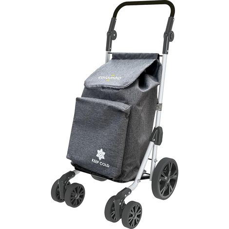 COLOMBO Troll Carrello Spesa in Alluminio Leggero e Resistente 60L con Borsa Termica 4L, 6 Ruote Push&Pull, Manubrio Regolabile Antiscivolo, Porta Monete – Carrello Spesa Pieghevole, Salvaspazio