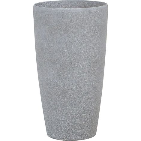 Beliani – Cache-pot rond 58 cm en pierre grise fibre de verre – 31 litres – Prépercé pour drainage – Résistant aux UV – Pour jardin et patio