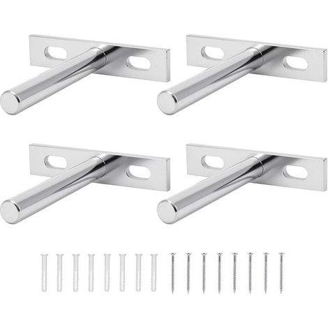 Juego de soportes ocultos para estantes (4 piezas), 75 mm, soportes para estantes flotantes, características prácticas y combinadas, con tornillos y pernos de expansión, para armarios y muebles. (1/5)