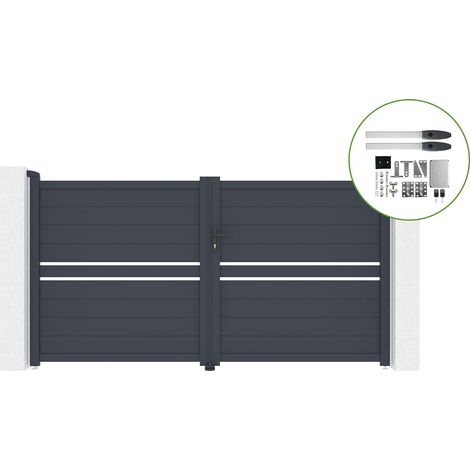 Portail battant 3m CIMONE H.160cm alu + motorisation HICKER B200 (1/4)