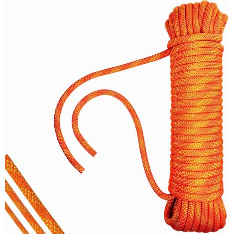 Rope Corde multi-usages en polypropylène, corde d'ancrage, corde en nylon, corde tressée, orange (orange, 12 à 20 m) (1/5)