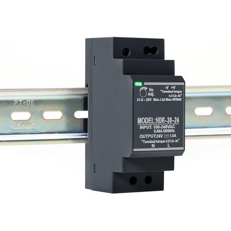 Bloc d'alimentation pour Rail DIN, alimentation DC 24V Alimentation à découpage Alimentation sur Rail DIN 1,5A 30W (1/5)