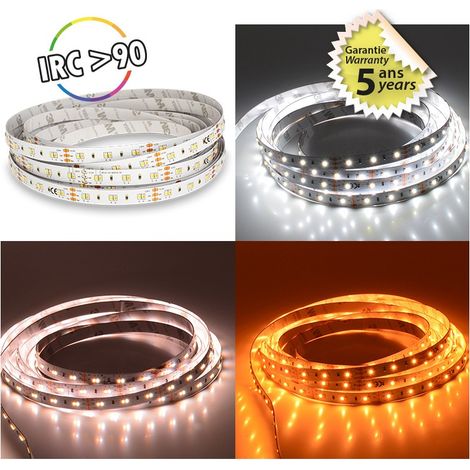 Bandeau LED DIMMABLE CCT 5 m 120 LED/m 48w IP20 - 12V - Garantie 5 ans Miidex Lighting® (1/3)