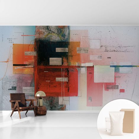 Papier peint intissé décoratif avec motifs pour salon et chambre a motif - Colle incluse gratuite Composition abstraite 416x254 cm (1/5)