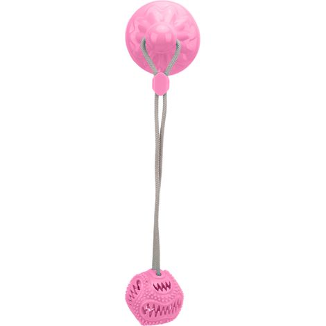 Hundekauspielzeug mit Saugnapf, kugelförmiger, auslaufsicherer Kauknochen, rosa (1/5)