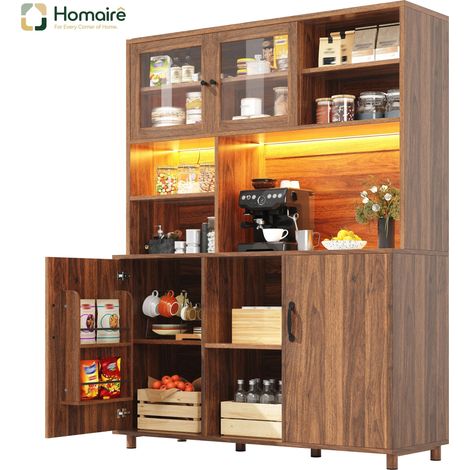 Sideboard Walnuss aus MDF 140 x 40 x 185 cm Glas HOMAIRE (1/5)