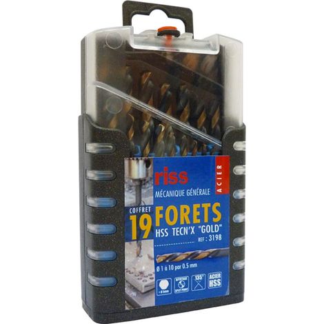 Coffret 19pcs foret hss tecn'x plus  gold mm