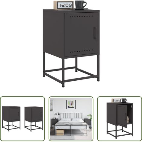 Meuble industriel - Tables de chevet 2 pcs noir 36x39x60,5 cm acier (1/5)
