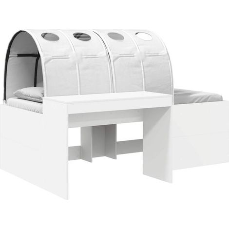 Lit haut pour enfant avec bureau, en bois d'ingénierie blanc (1/5)