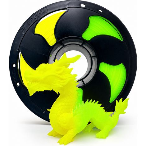 Filament PLA pour Imprimante 3D, Jaune Fluorescent à Lueur Verte, Compatible Bambu Lab (1/5)