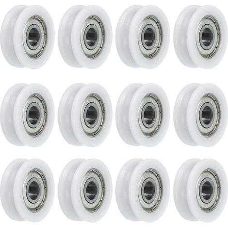 12pcs U608ZZ Poulie en Nylon avec Roulement à Billes à Gorge en U 8x30x10 mm U Roue à Rouleaux Rainurée (GCr15) Roulements en Acier Chromé, ABEC3