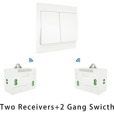 Interrupteur Sans Fil RF433 - Auto-Alimenté Étanche Mural Sans Câblage - Va-Et-Vient Double - 2 Télécommandes + 1 Interrupteur (1/5)