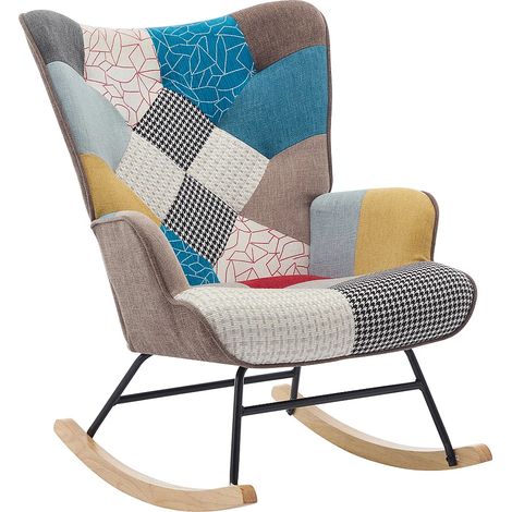 Poltrona a dondolo in Tessuto melange patchwork Multicolore - ELMINA II (1/5)