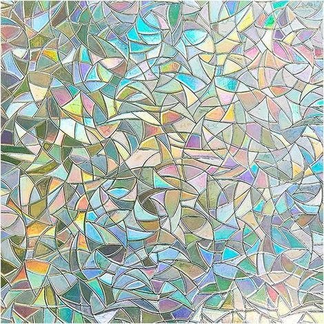Lámina electrostática para ventanas con efecto arcoíris, 44,5 x 200 cm, decorativa, antirreflejos, 3D, resistente a los rayos UV, opaca - Ideal para dormitorio, oficina y cocina. (1/4)