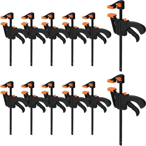 Morsetti a impugnatura rapida per lavorazione del legno da 4 pollici, confezione da 12, morsetti a grilletto, morsetti a cricchetto con una sola mano, mini morsetti a palo piccoli per morsetti per leg
