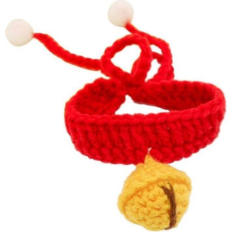 Gestricktes Katzenhalsband, hochelastisch, mit Glöckchen, rotes Kätzchenhalsband Größe XS, stilvolles und bequemes Accessoire.