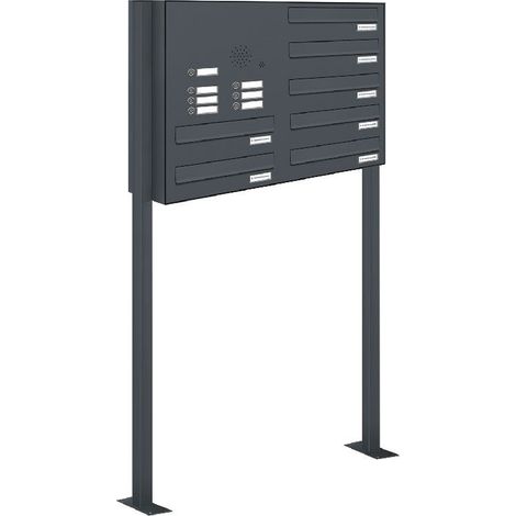 7er Briefkastenanlage Standsystem Durchwurf - Klingel RAL 7016 Anthrazit (1/5)