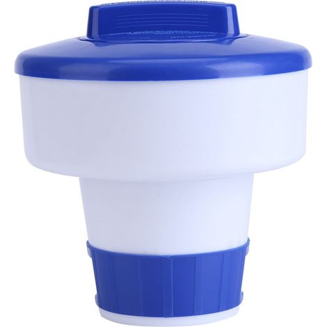 Distributeur flottant pour chlore ou brome, piscine spa bleu et blanc, doseur chimique M (1/3)