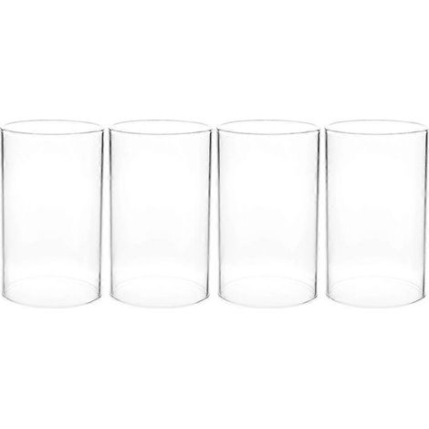 Set aus 4 schlichten und eleganten Kerzenhaltern aus Klarglas, geeignet für kreative Hobbys. (1/4)