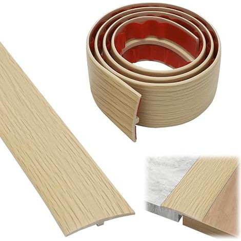 T Profile for Transition Tape, PVC Threshold Tape, Transition Profile Self-Adhesive 3M x 5cm, Height Compensation Tape for Parquet, Laminate, Threshold (Maple Veining) (1/5)