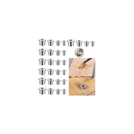 Lot de 28 pointes de centrage de chevilles en bois - 6/8/10/12 mm - Pointes de centrage creuses - Trou de cheville - Pour le montage d'armoires, armoires, tables, argent (1/5)