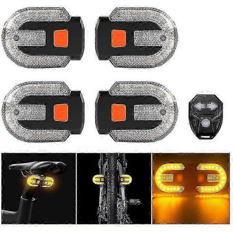 Lot 4 feux clignotants vélo avec alarme - Charge USB - 5 modes - Étanche - Noir (1/5)