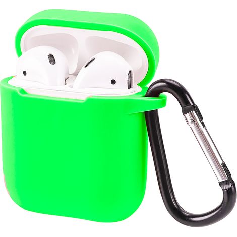 Cover custodia silicone verde lime cuffie bluetooth porta auricolari gancio (1/3)