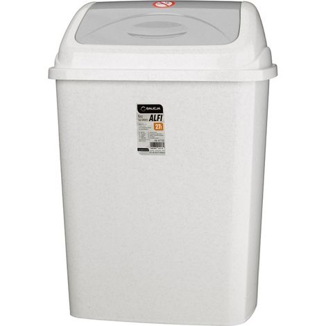Poubelle Alfi 27L avec couvercle à charnière, finition marbre gris clair (1/3)