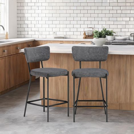 Tabourets de bar gris cool gris lot de 2 dossier incurvé 63 cm (1/5)