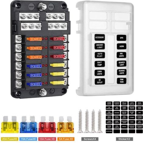 ChangM 12 Voies Boîte Fusibles,12V Porte Fusible,ATO 32V 100A avec 12 Voyants LED Couvercle de Protection étanch,Boîte à Fusibles
