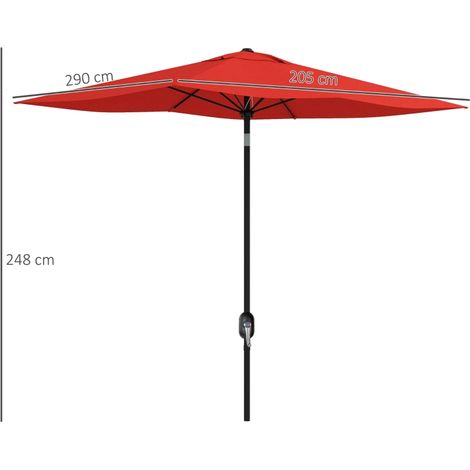 Parasol rectangulaire 2x3m rouge, inclinable manivelle polyester 180g/m² imperméable (1/5)