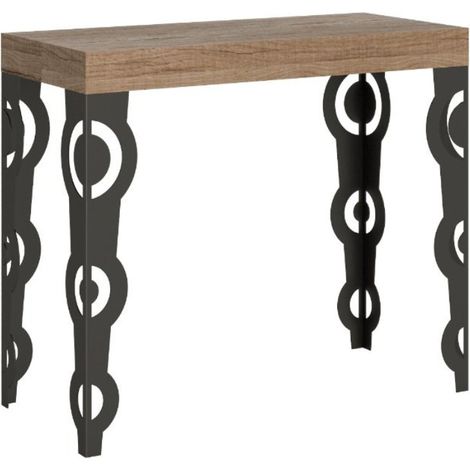 Console extensible bois clair et pieds métal anthracite 14 personnes 40 à 300cm Kazay (1/5)