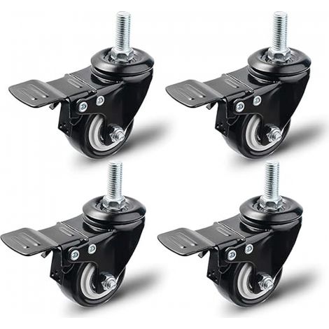 Roulette - Noir avec Frein 50 mm, Set 4 Roulettes pour Meubles, Roulettes Pivotantes Roues, Charge Maximale 200KG Pivotante (Noir) (1/5)