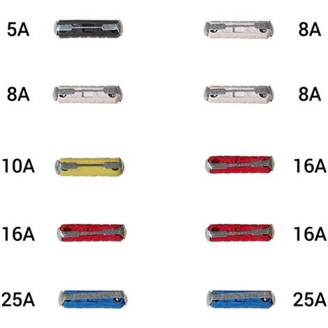 Fusibles cylindriques pour voiture, 10 pièces. (1/2)