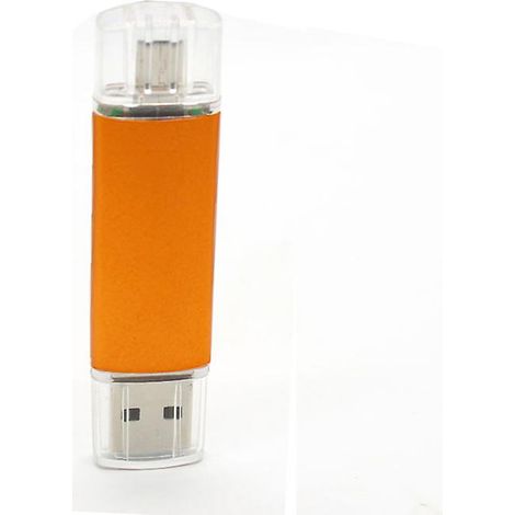 Disque OTG haute vitesse Orange 16 Go pour ordinateurs et téléphones mobiles à double usage