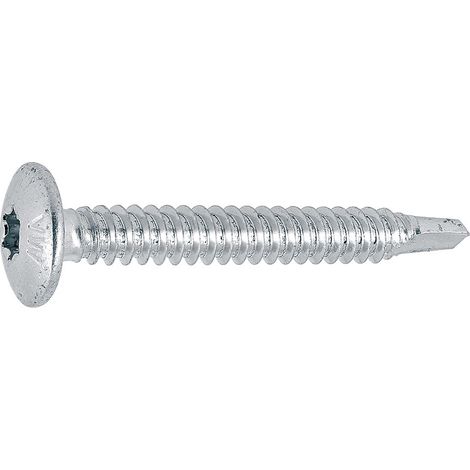 Vis penture autoperceuses tête ronde Torx acier zingué blanc entièrement filetées, Ø 6,3 mm x L 25,4 mm, boîte de 250 - VISWOOD (1/4)