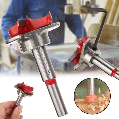 35mm Spotting Drill Bit Charnière Ouvert Trou Forstner Bois Cutter + Hex Clé Main Outil De Forage (1/4)