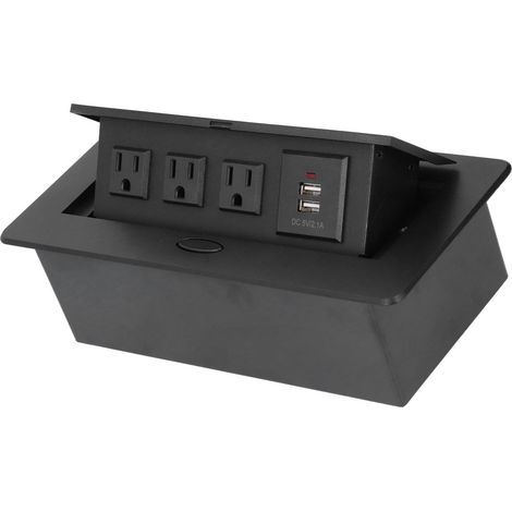 Multiprise encastrée moderne étanche à ouverture lente avec ports de chargement USB pour bureau à domicile (1/5)