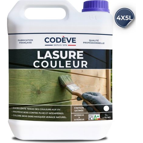 Lasure Bois Couleur - 4x5 L - Codeve Bois - Jaune - Pour La Protection En Couleurs Déco De Votre Bois Neuf Ou Ancien.