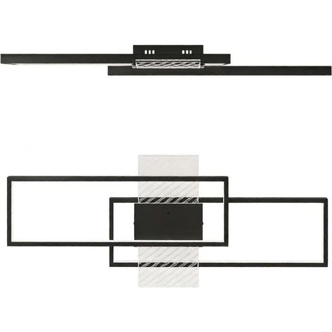LED-Deckenleuchte rechteckig 43W 70x30 cm 3000-6000K 4600 lm schwarz mit Fernbedienung (1/4)