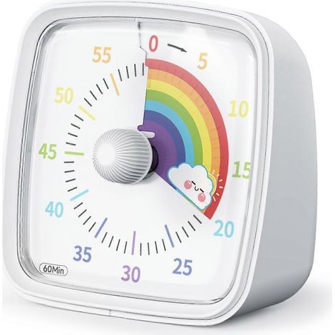 Visueller 60-Minuten-Timer mit Nachtlicht. Countdown-Timer. Pomodoro-Timer mit Regenbogenmuster. Geeignet für Kinder und Erwachsene. (1/5)