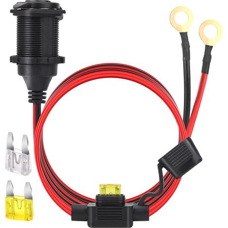 Prises Allume-Cigare puissance élevée Prise DC fixable Imperméable Marine Grade étanche pour Bateau Moto Voiture Câble de 2,5 mm² de 1,2 m Supporte un courant de 20 A 12 V/24 V (1/5)
