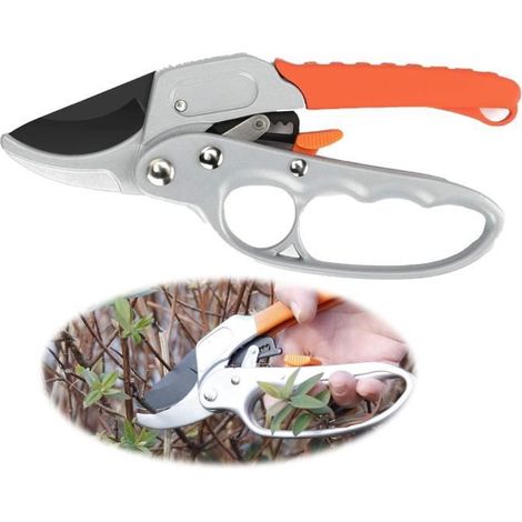 Gartenschere, Ratsche mit Amboss und Rastmechanismus, professionelle Astschere, Bypass-Typ, für Obstbäume