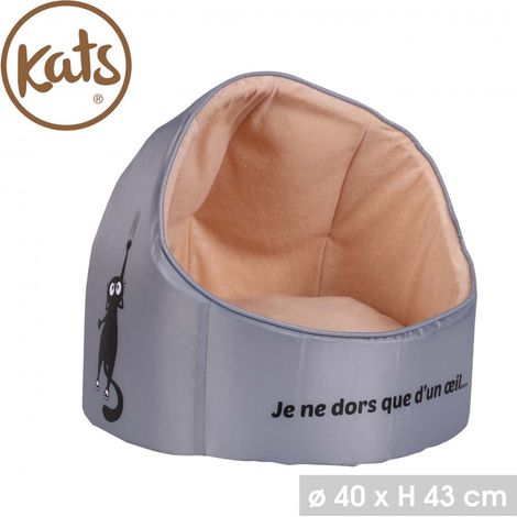 Maison igloo pour chat KATS - Gris et sable - Tissu - D 40 x H 36 cm - Livraison gratuite