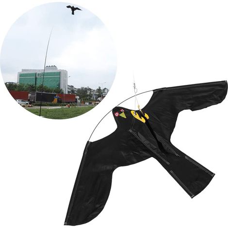 Cerf-volant effaroucheur extensible en forme de faucon avec mât télescopique de 5 m (1/5)